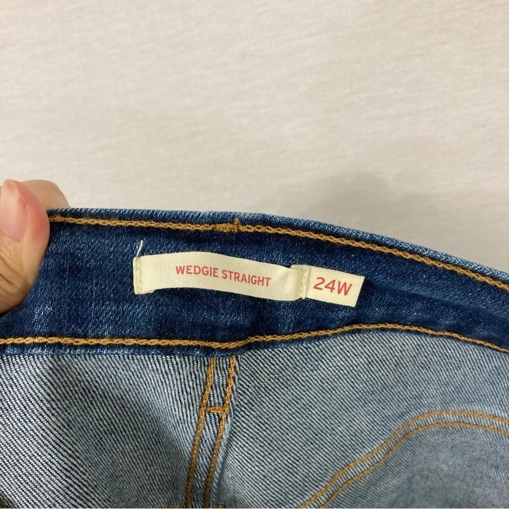 New Levi's Wedgie Straight Leg‎ High Rise Crop Jeans size 24W - Picture 3 of 10